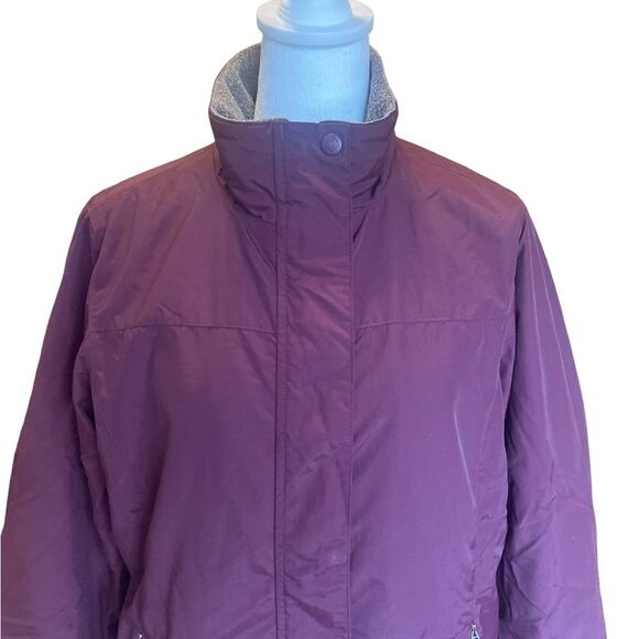 LL Bean Puffer Insulated Fleece Lined Burgundy Winter Coat Womens Size Medium - Picture 5 of 16